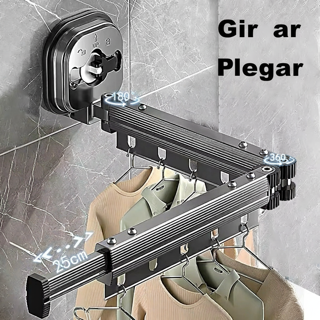 Tendedero Retráctil de Pared sin Taladro
